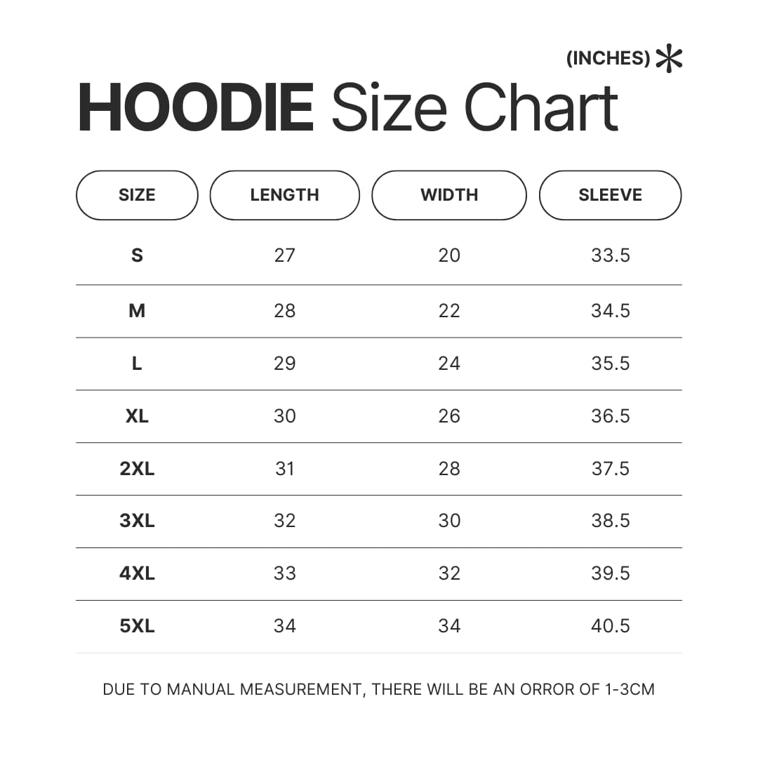 Hoodie Size Chart - Fist Of The North Star Store