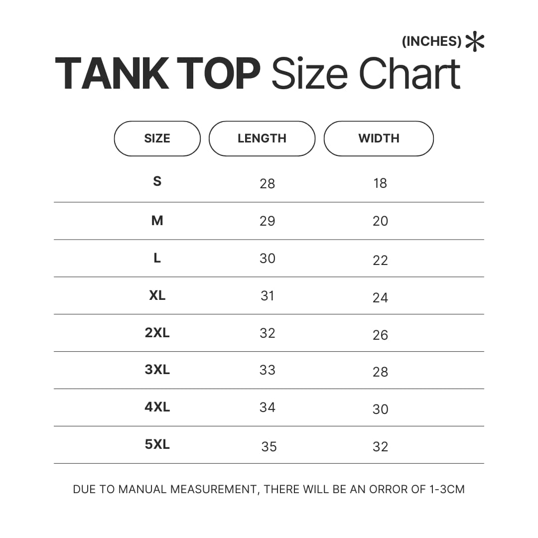 Tank Top Size Chart - Fist Of The North Star Store