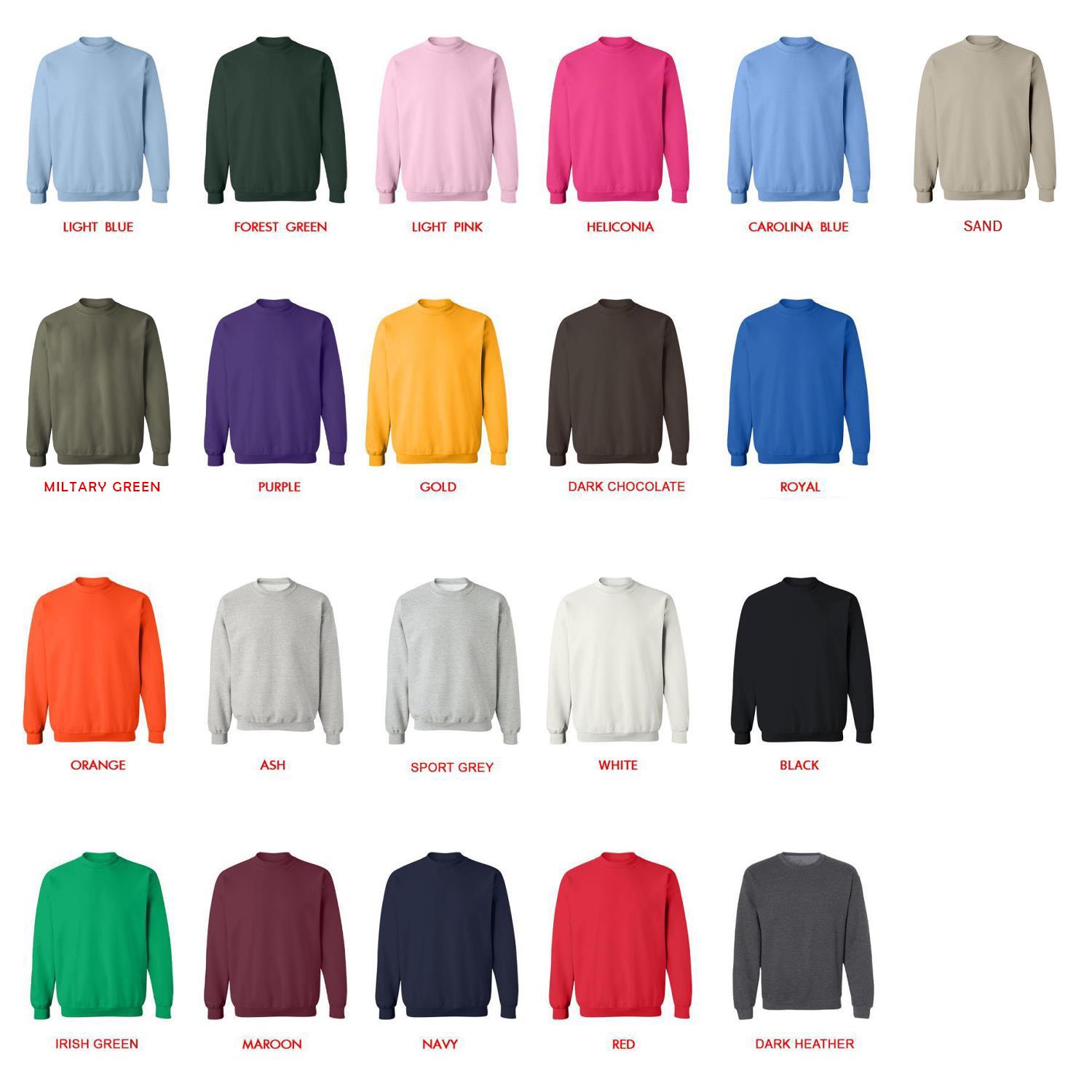 sweatshirt color chart - Fist Of The North Star Store