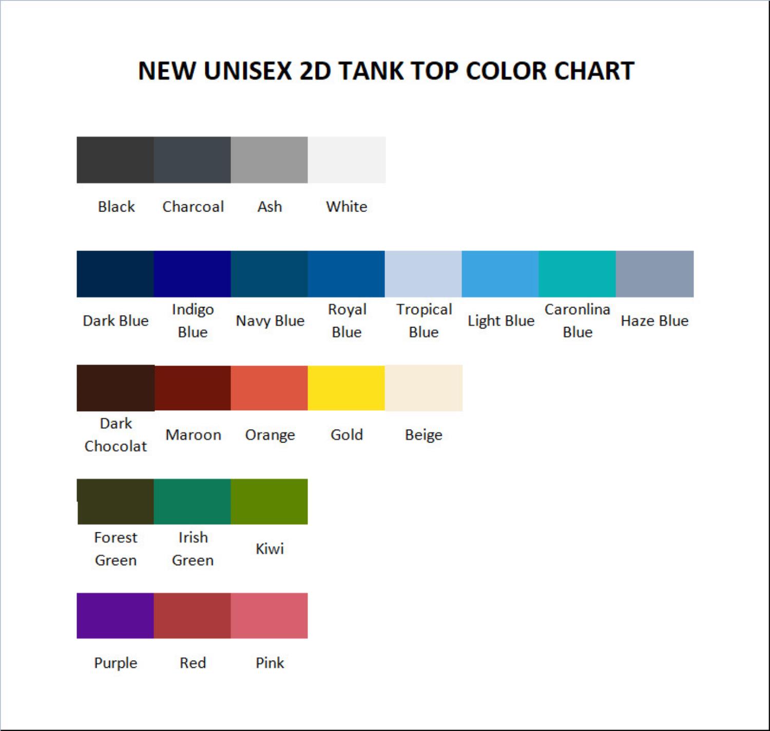 tank top color chart - Fist Of The North Star Store